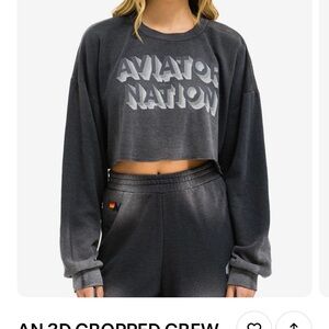 Aviator Nation Charcoal Cropped Sweatshirt